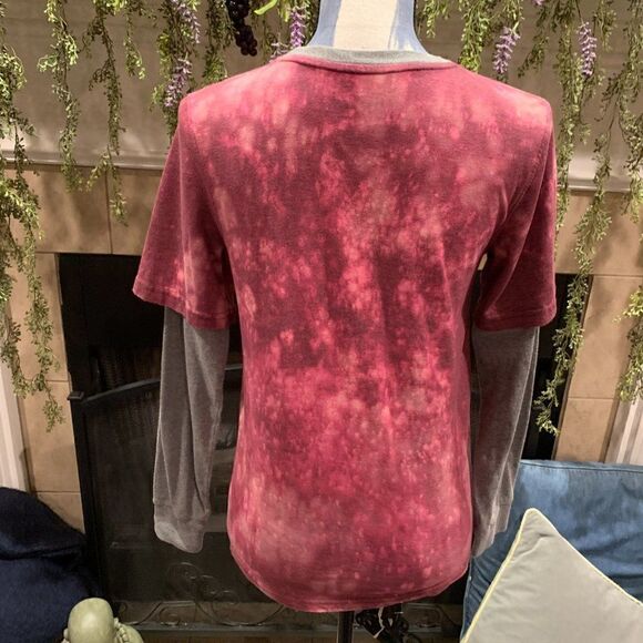 Urban Pipeline That's a Bummer pink bleached ringer tee with gray long sleeves L - Picture 5 of 8